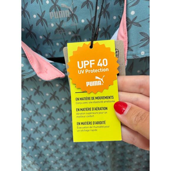 PUMA Men's Bold Blue Slate Sky MATTR Palms Polo Shirt Size S - Picture 7 of 8